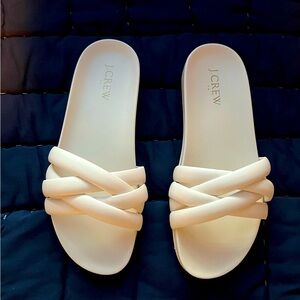 J Crew white slip-on sandals